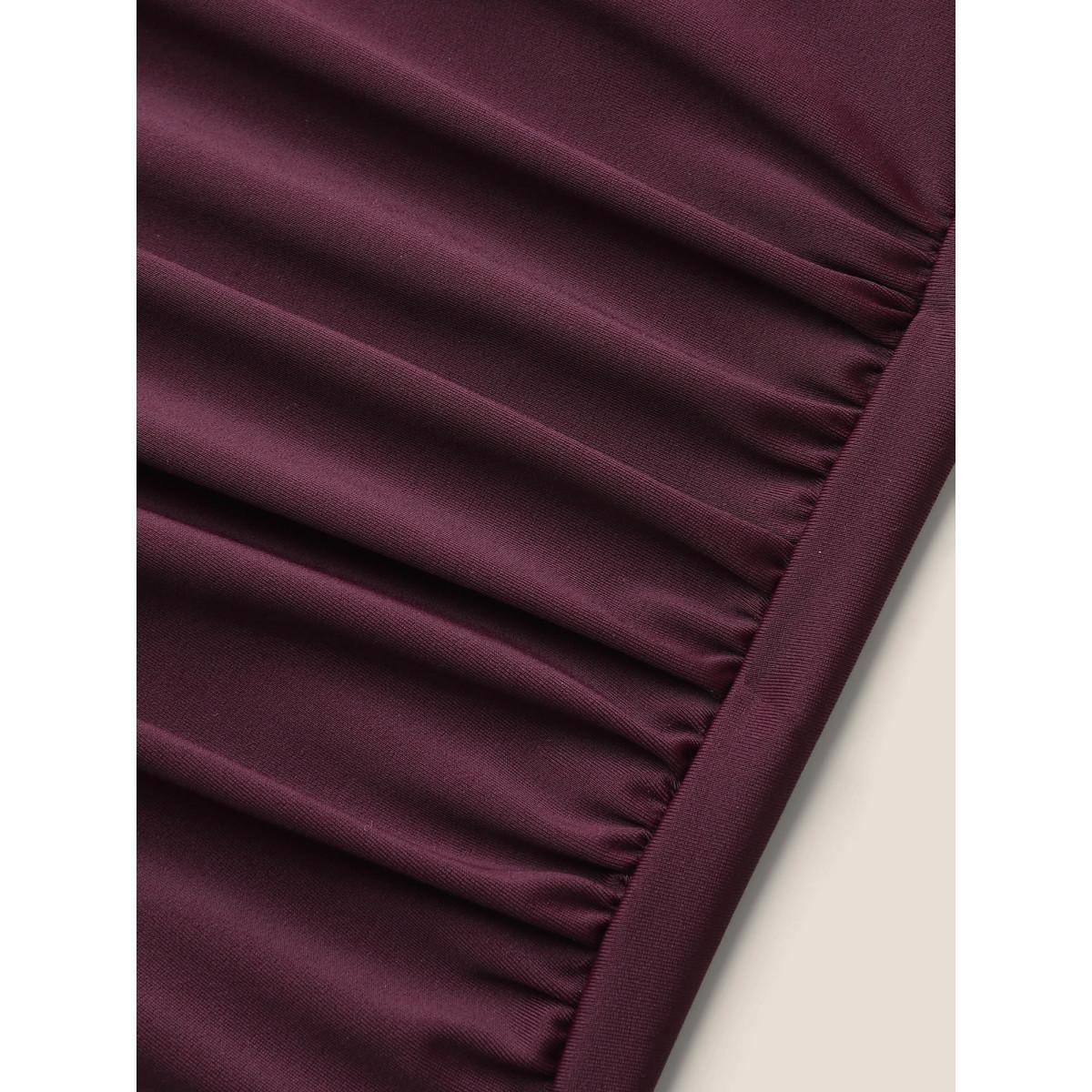 Plus Size Ruffled Trim Ruched One-Piece Swimsuit Women's Swimwear Deepred Resort Curve Bathing Suits High stretch One Pieces BloomChic 10/M Product Image