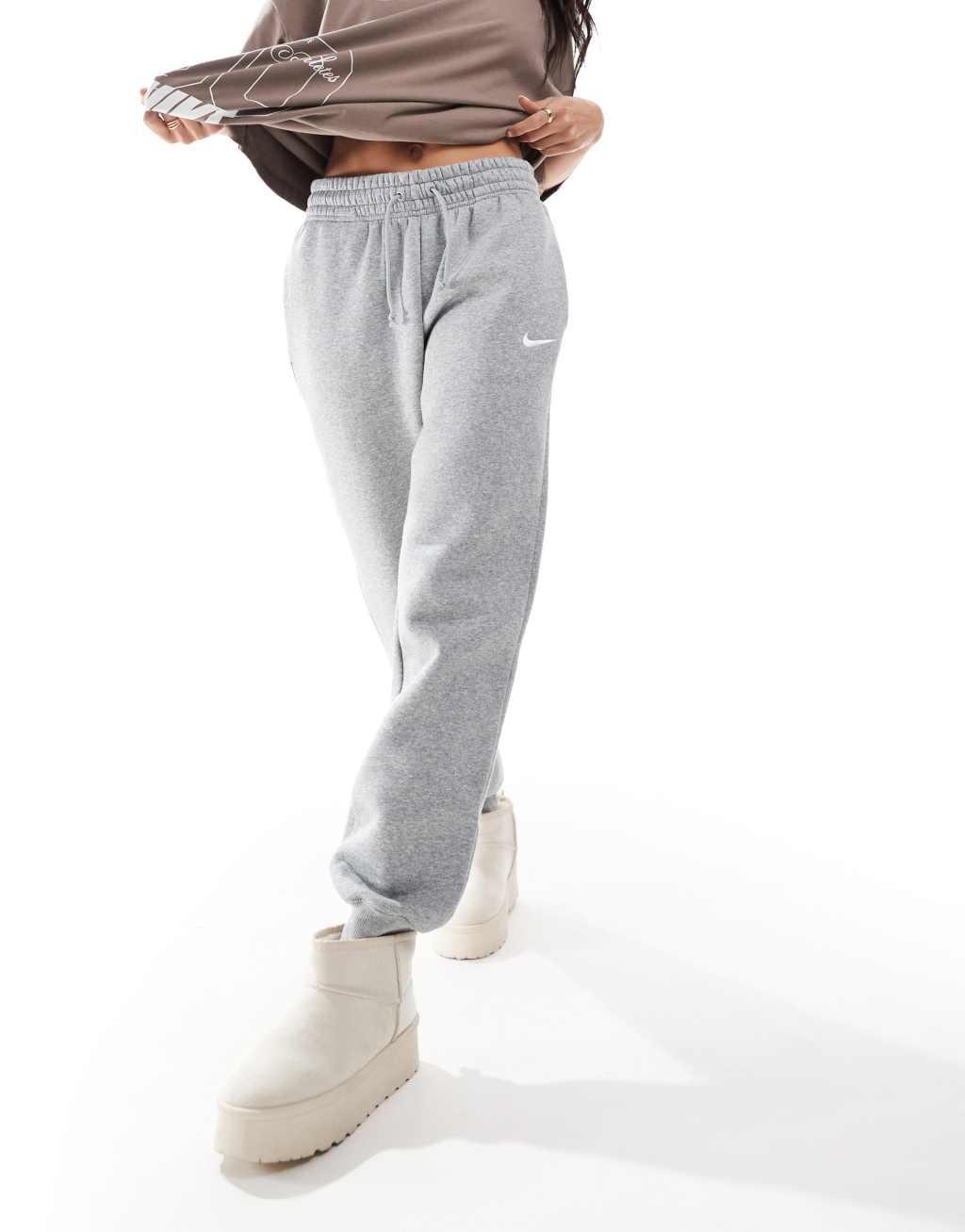 Nike Phoenix Fleece cuffed sweatpants in gray Product Image