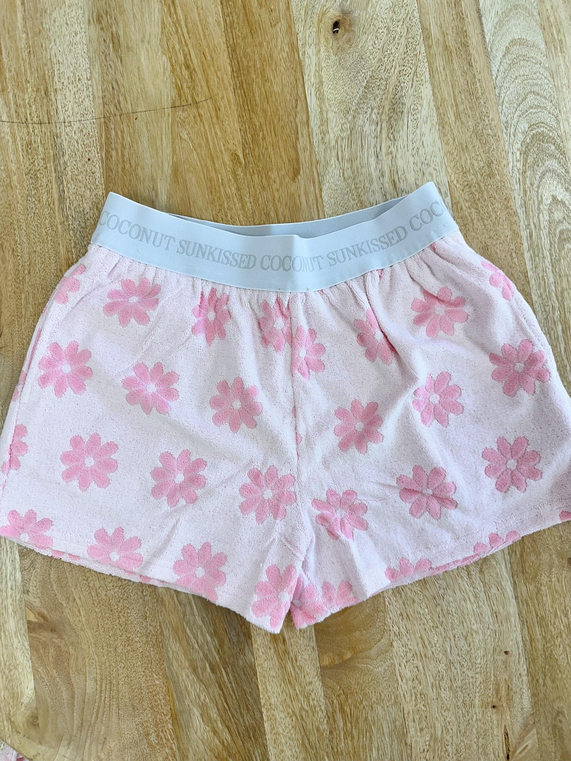 Pink Flower Pajama Shorts Product Image
