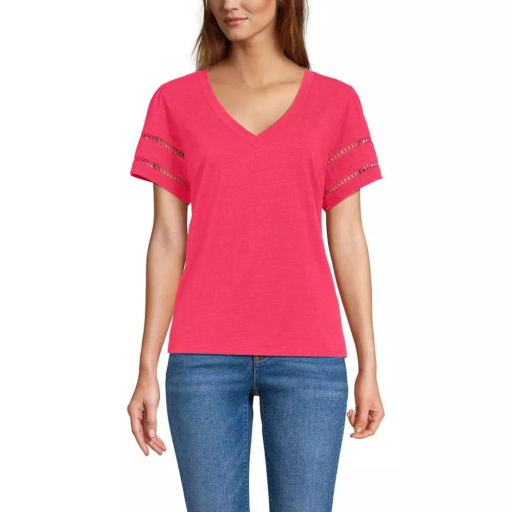 Women's Lands' End Flutter Sleeve V-Neck Tee,  Product Image