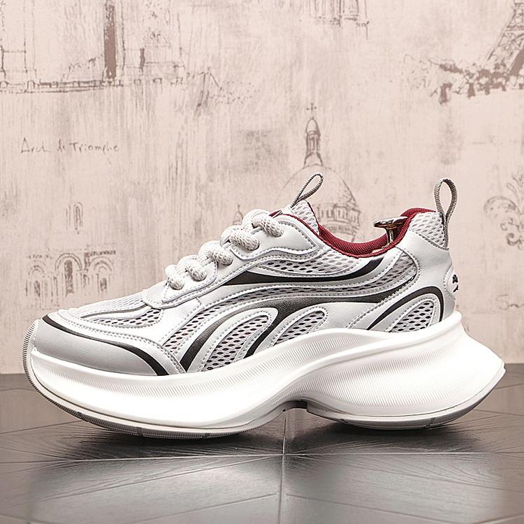 Platform Mesh Panel Lace-Up Sneakers Product Image