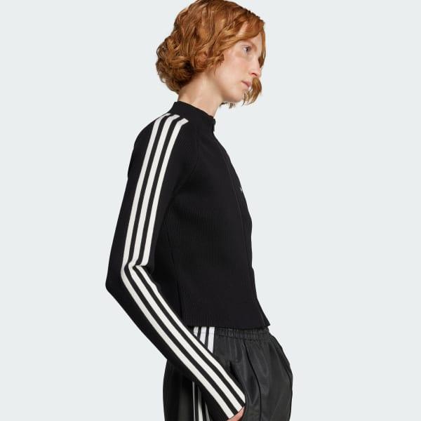adidas Adicolor 3-Stripes Slim Knit Track Top Black S Womens Product Image