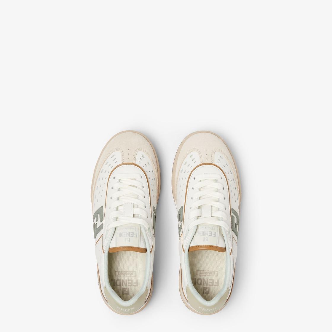 Fendi MatchWhite and brown leather and suede low tops Product Image