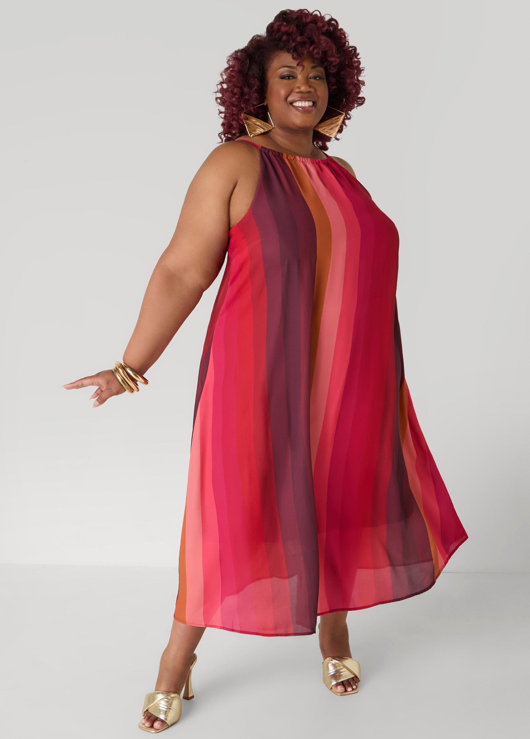 Plus Size Ombre Striped Maxi Dress Ashley Stewart Product Image