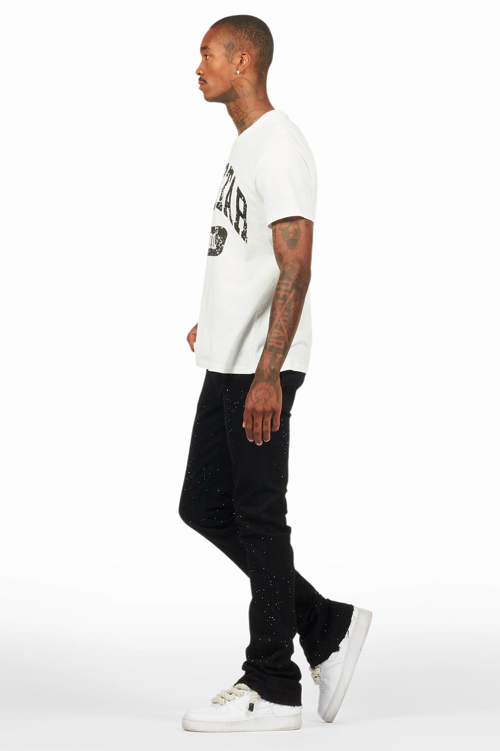 Carti Black Rhinestone Stacked Flare Jean Male Product Image