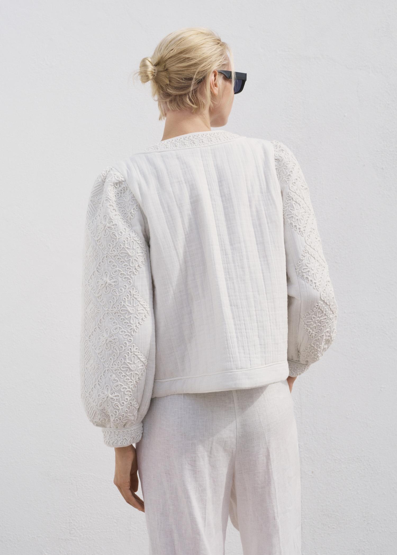 Embroidered cotton jacket - Women | MANGO USA Product Image