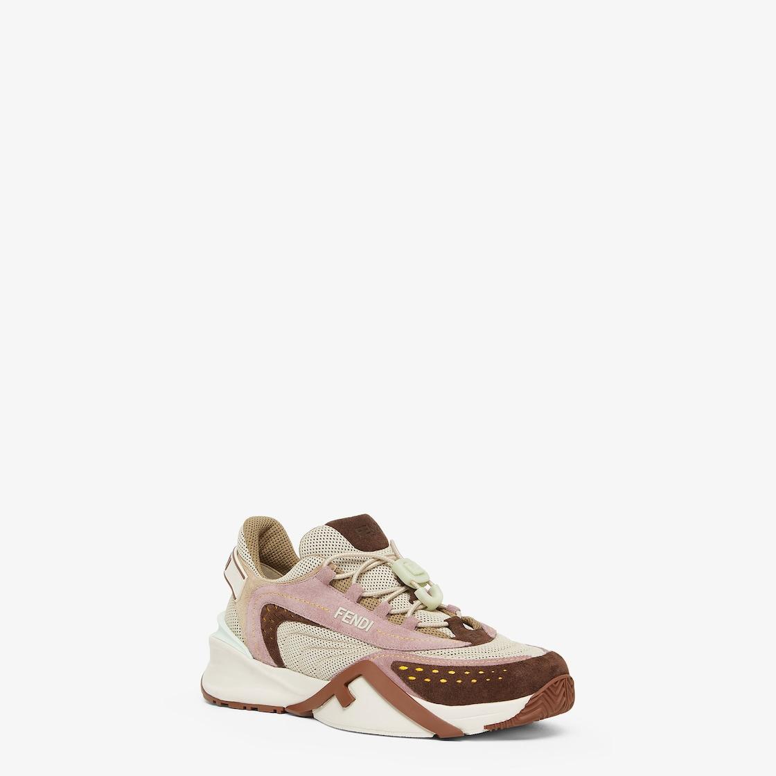 Fendi FlowBrown mesh and suede low tops Product Image