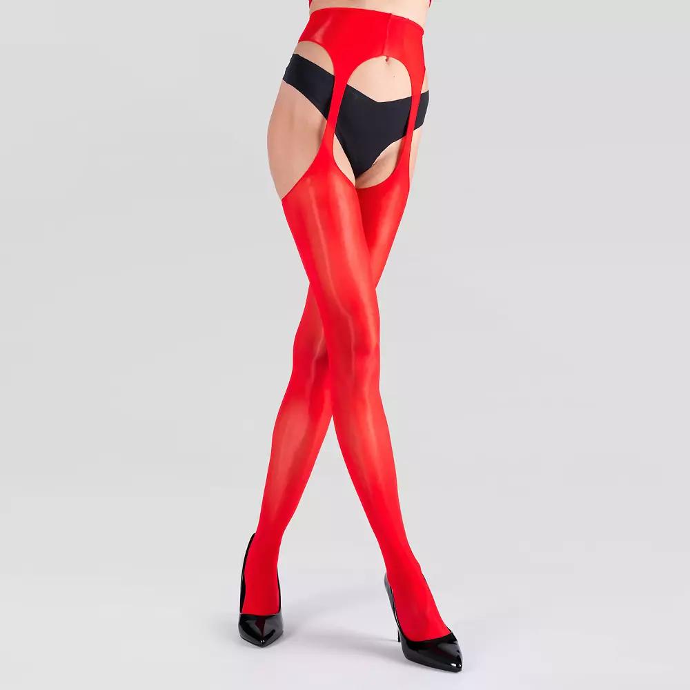 LECHERY® Sheer Suspender Tights, Women's, Size: Large-XL, Red Product Image