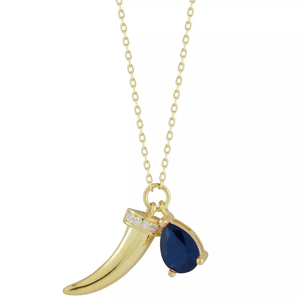 Sunkissed Sterling Cubic Zirconia Horn Charm Necklace, Women's, Size: 18", Gold Tone Green Product Image