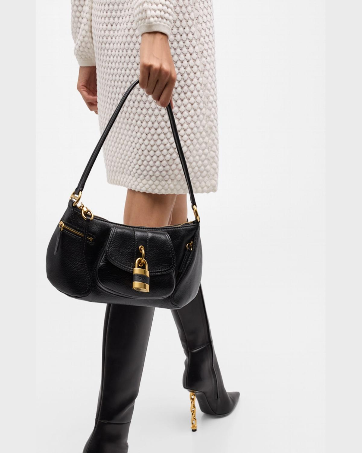 CHLOÉ The 99 Embellished Textured-leather Shoulder Bag In Black Product Image