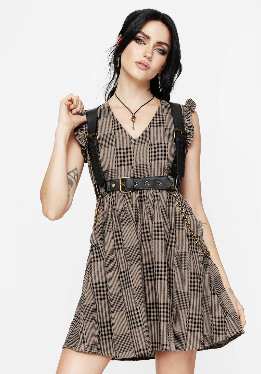 Mabel Check Mini Skater Dress Product Image