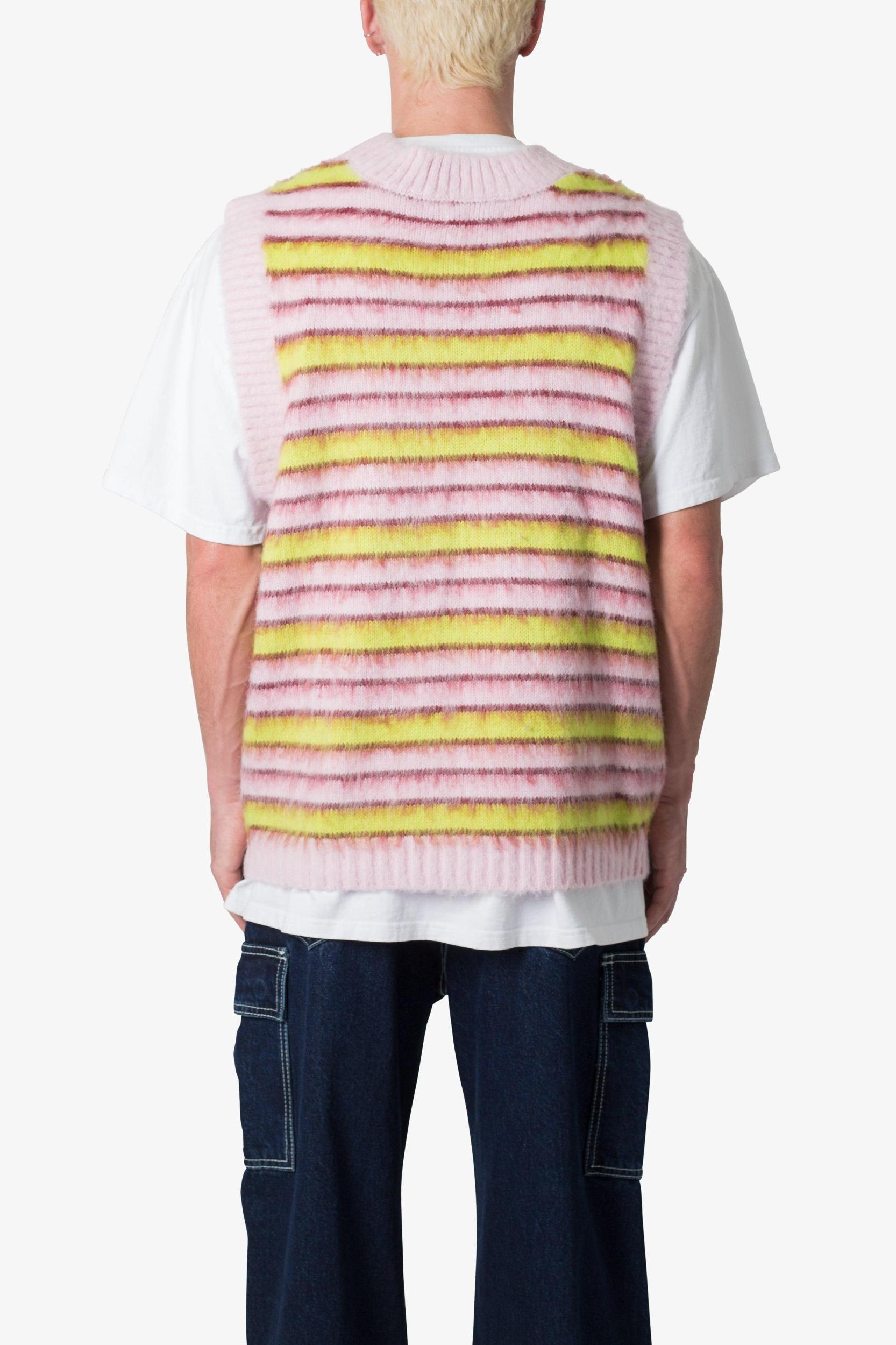 Striped Mohair Sweater Vest - Purple Product Image