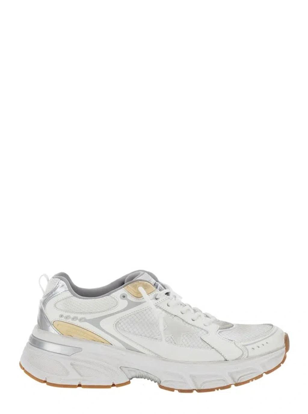 GOLDEN GOOSE Lightstar Leather Net And Suede Upper Sneakers With Tpu Star Net Heel In White Product Image