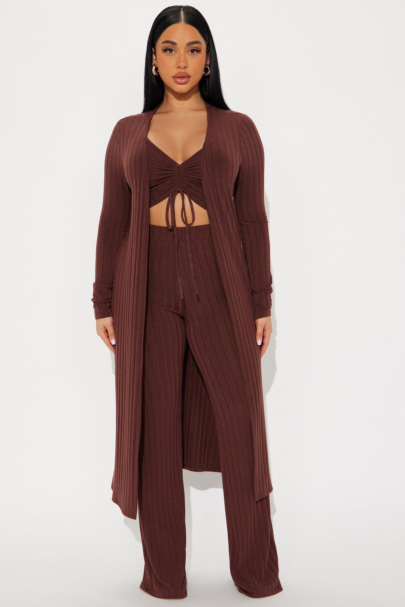 Come Get It 3 Piece Pant Set - Chocolate Product Image