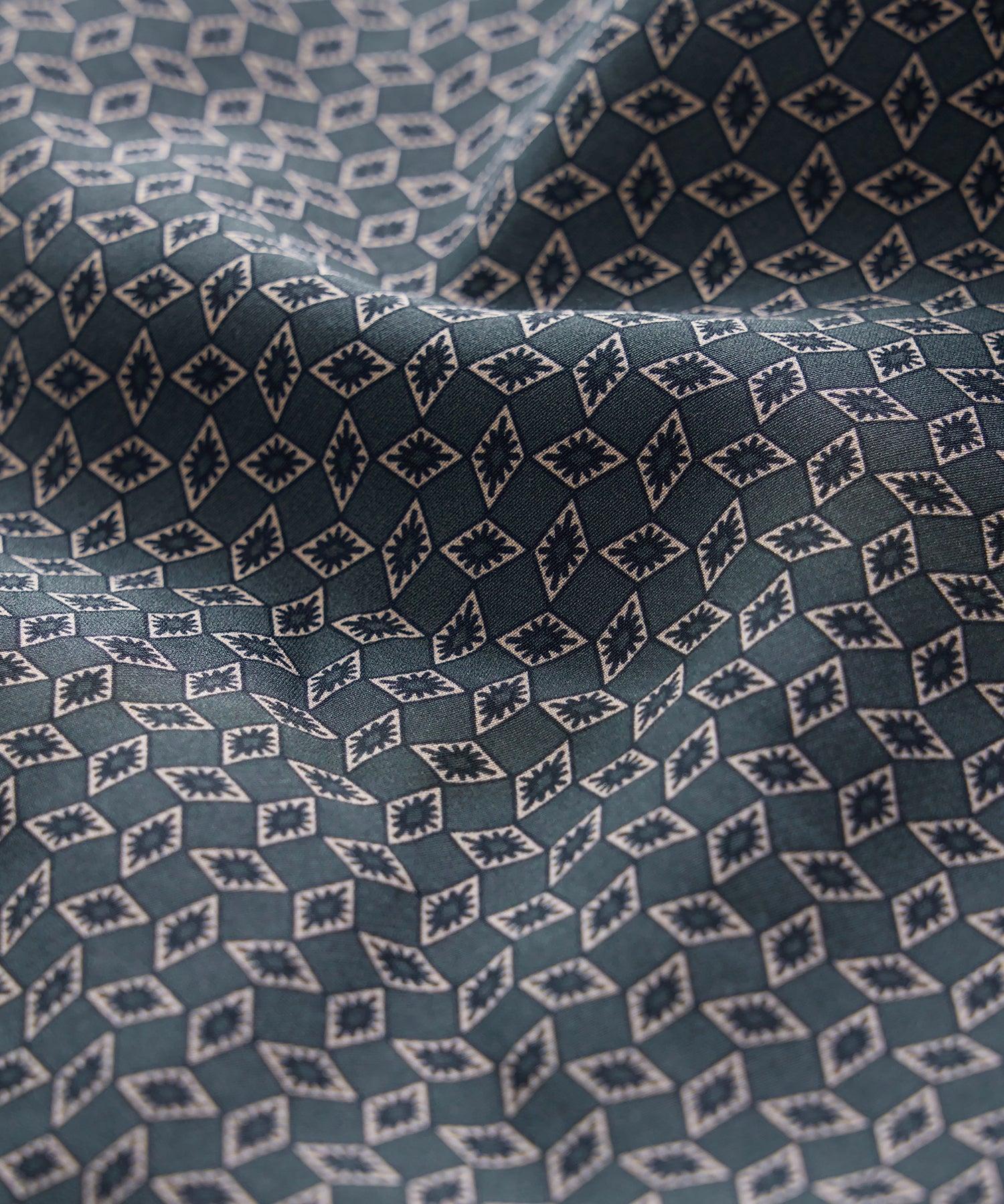 Cropped Silk Geo Camp Collar Shirt Product Image