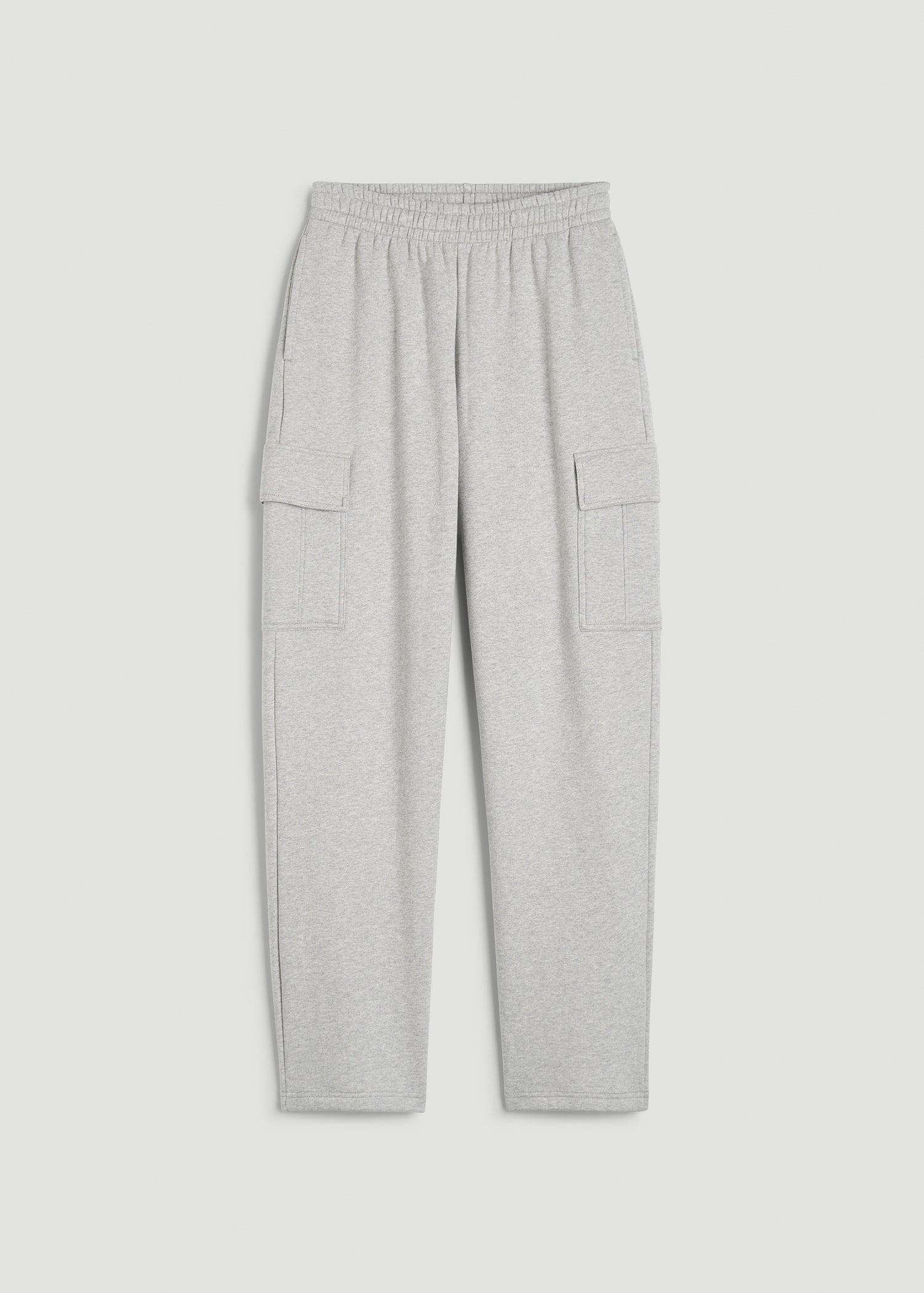 Mid Rise Cargo Fleece Sweatpants for Tall Women in Grey Mix Female Product Image