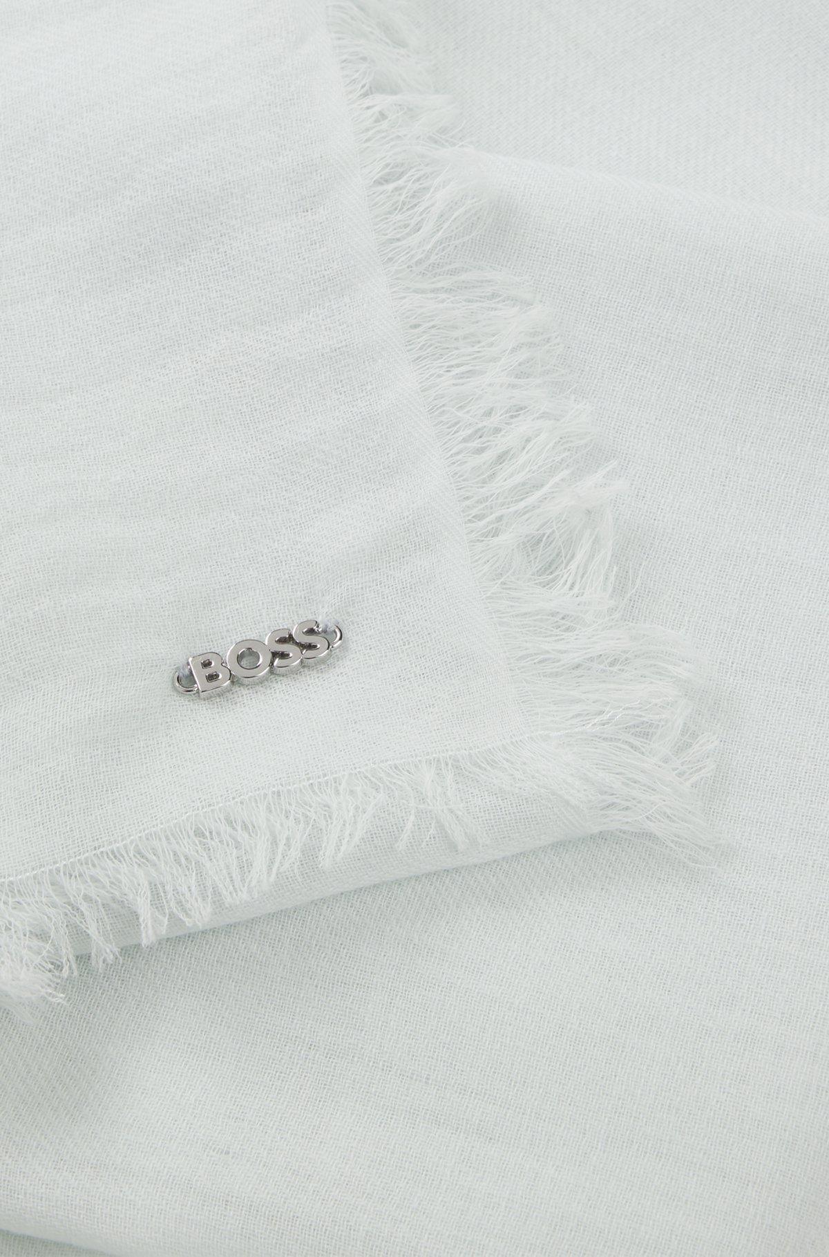 Lightweight wool scarf with fringed trims Product Image