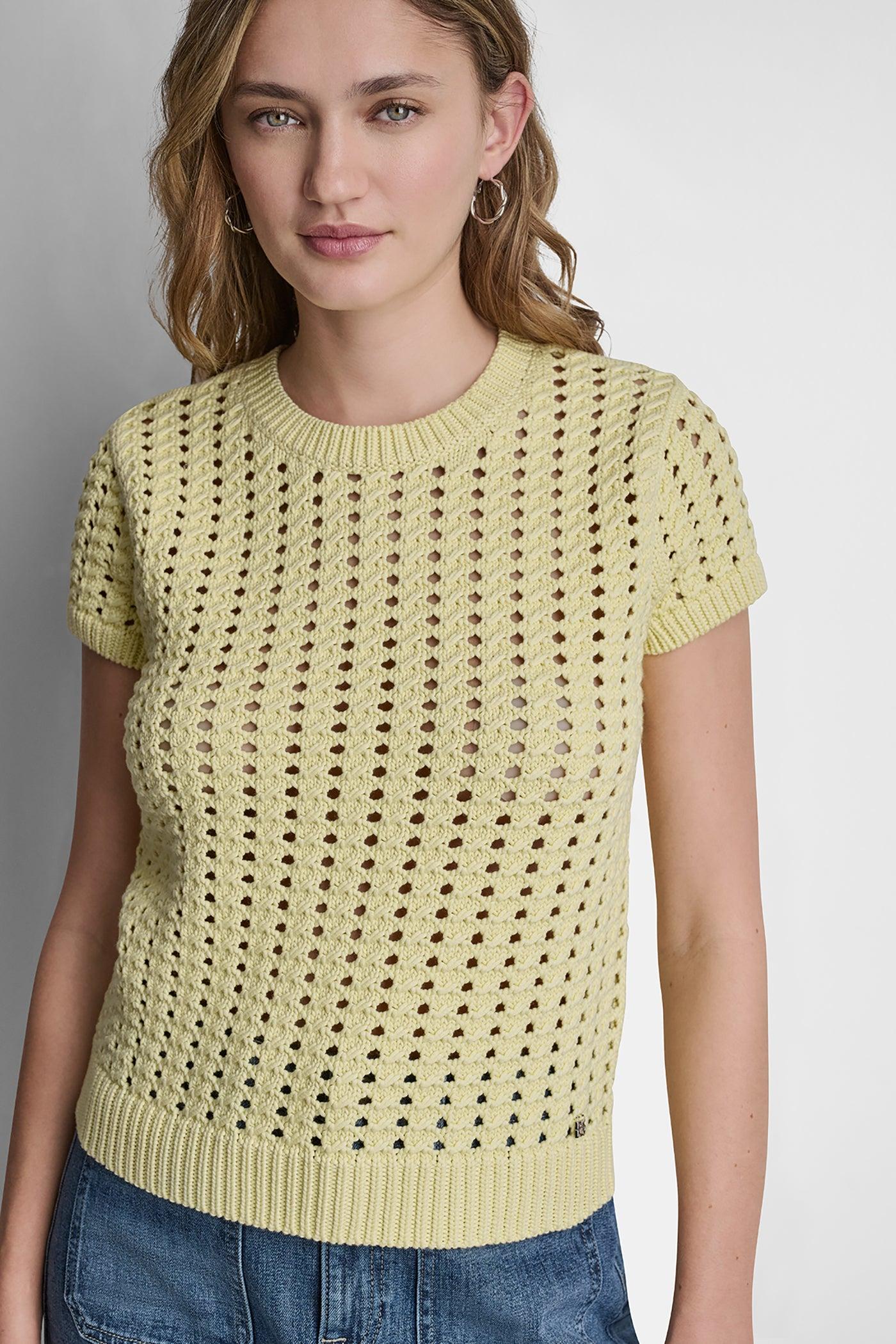 CHUNKY POINTELLE SHORT SLEEVE SWEATER Product Image