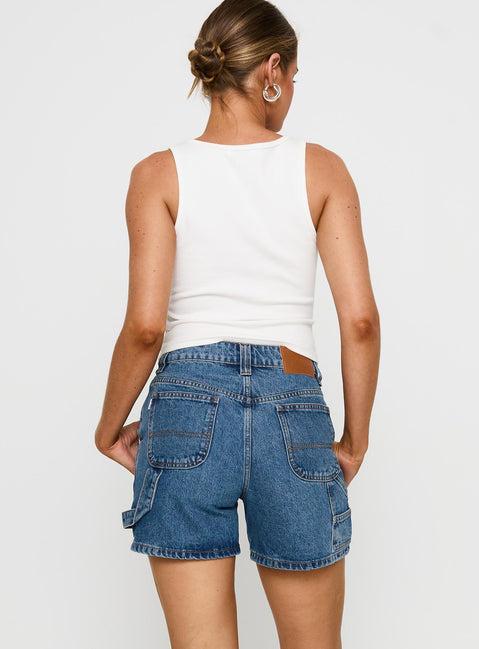 Lou Carpenter Denim Shorts Mid Wash Lower Impact Product Image