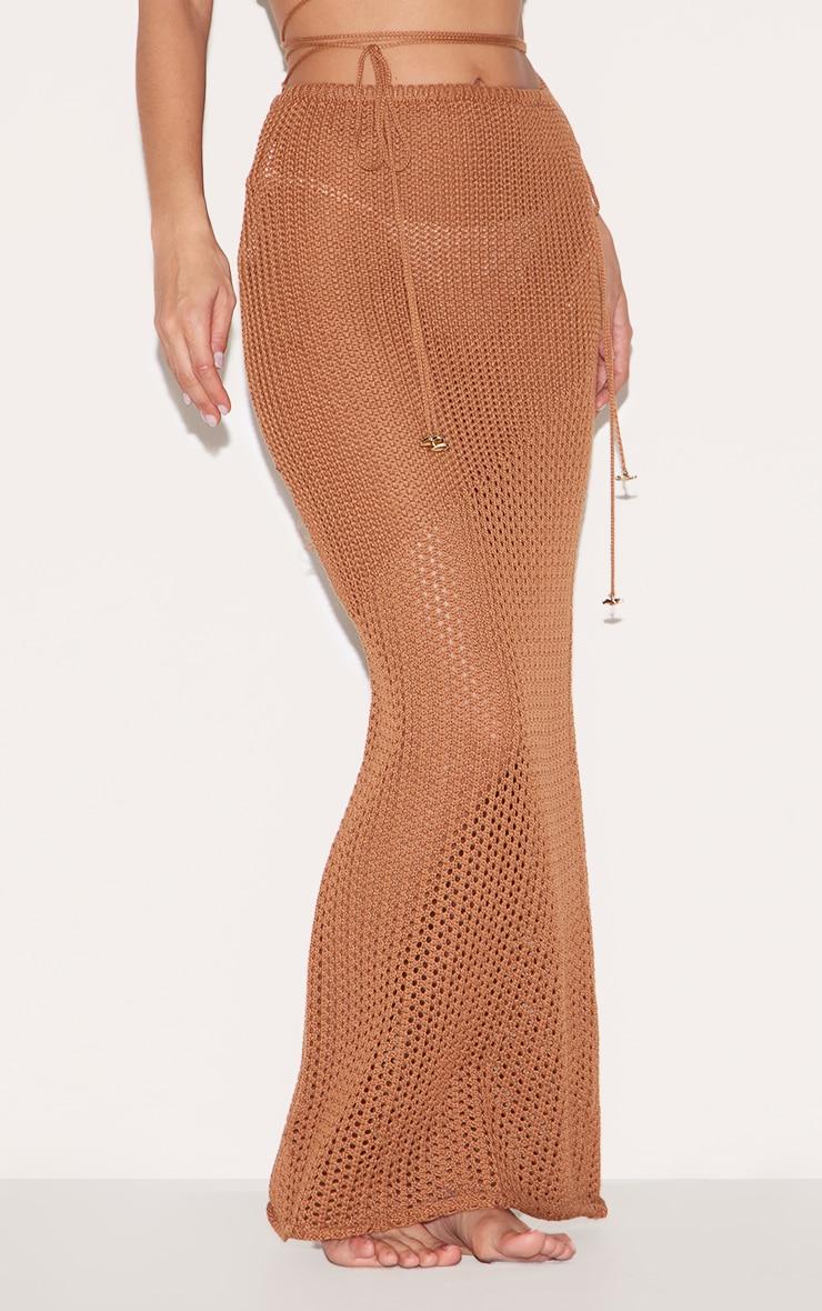 Brown Crochet Maxi Beach Skirt Product Image
