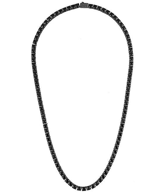 Bulova Men's Black Tone Sterling Silver Tennis Chain Necklace Product Image