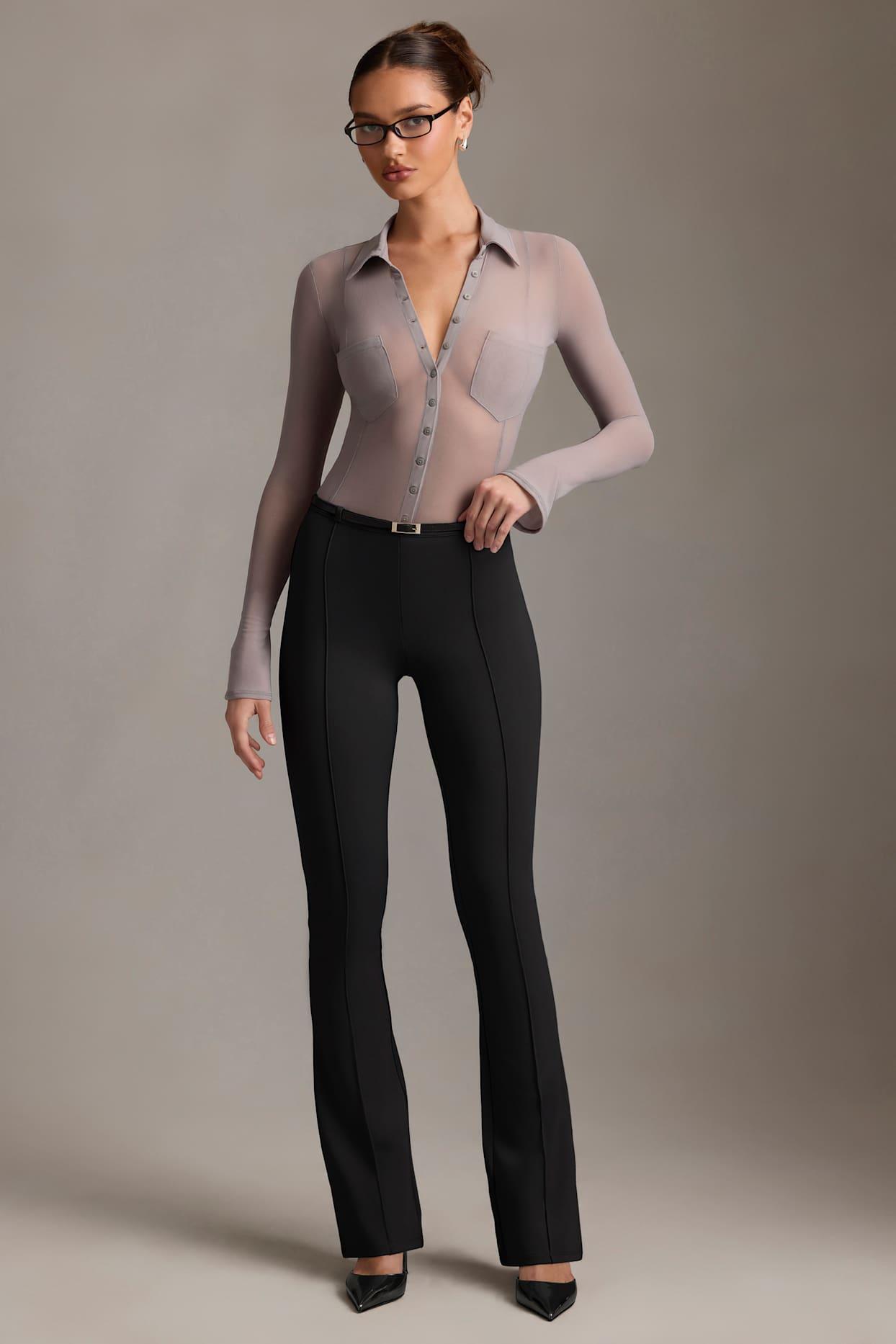 Low-Rise Flared Trousers in Black Product Image