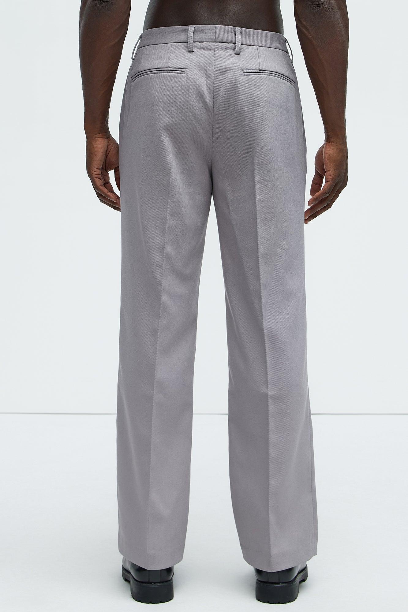Kevin Twill Textured Straight Trousers - Grey Product Image