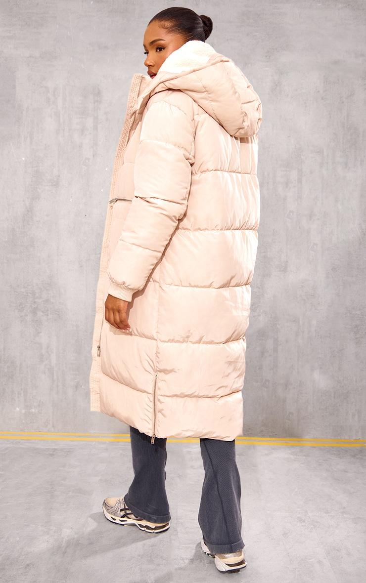 Stone Hooded Maxi Puffer Coat Product Image