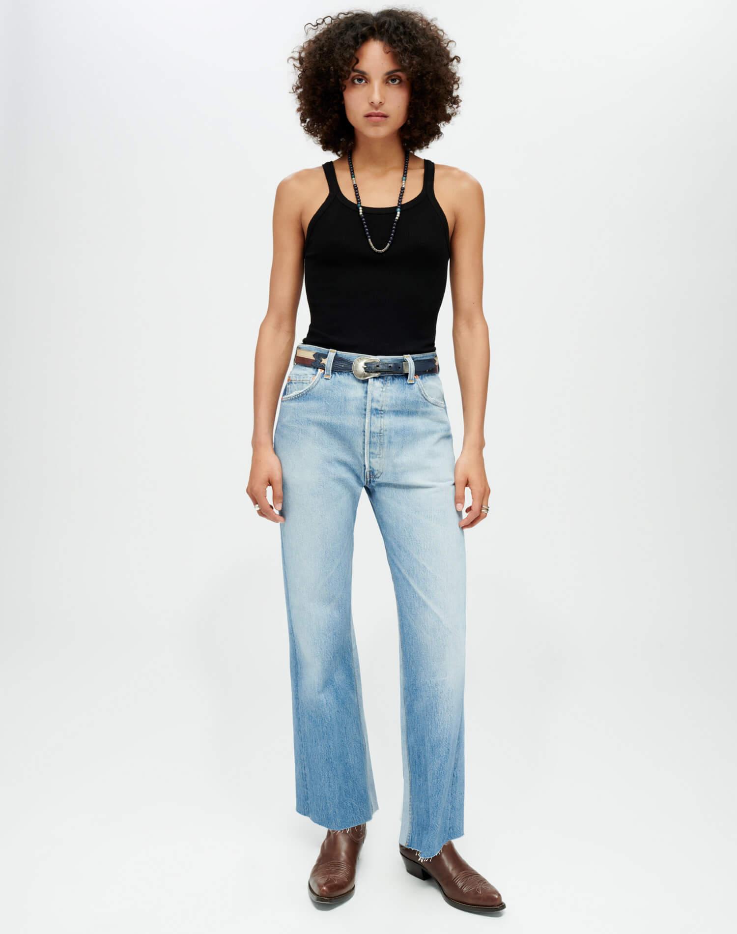 Levi's High Rise Wide Leg Crop - Indigo Female Product Image