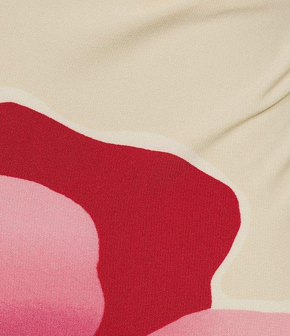 Maggy London Matte Jersey Floral Print Mock Neck Sleeveless Fit and Flare Midi Dress Product Image