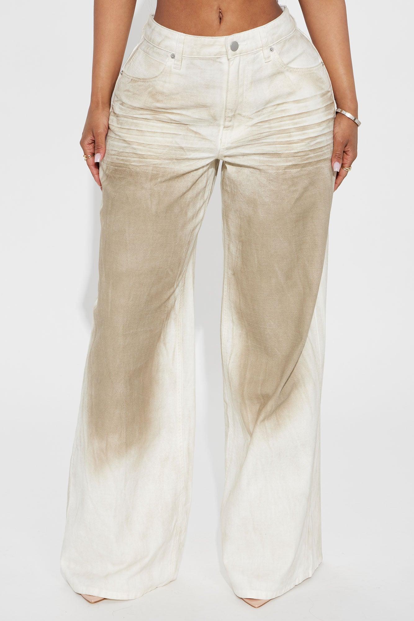 Soleil Washed Twill Wide Leg Pant - Off White Product Image