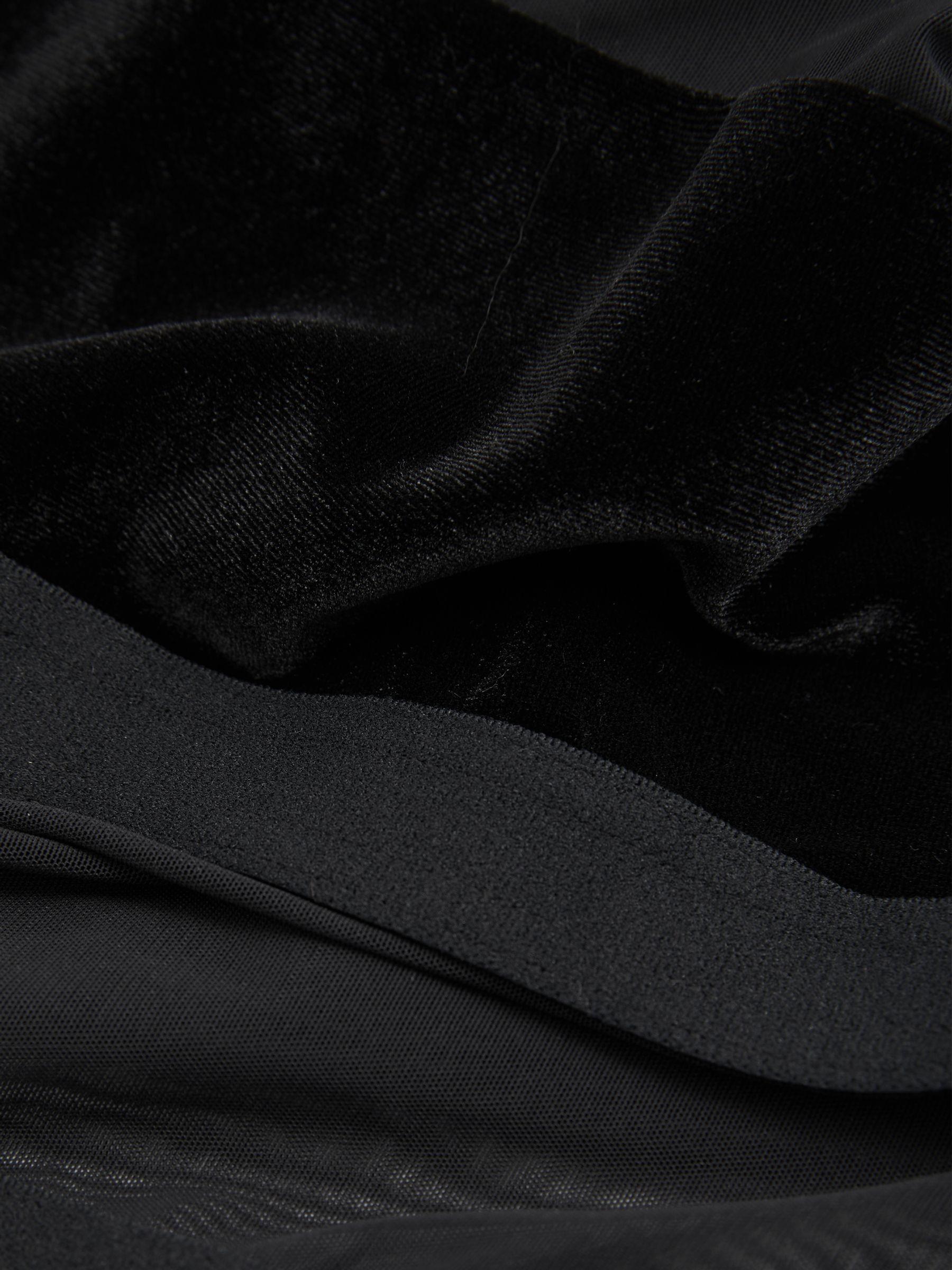 Velvet and Mesh Bodysuit in Black Product Image