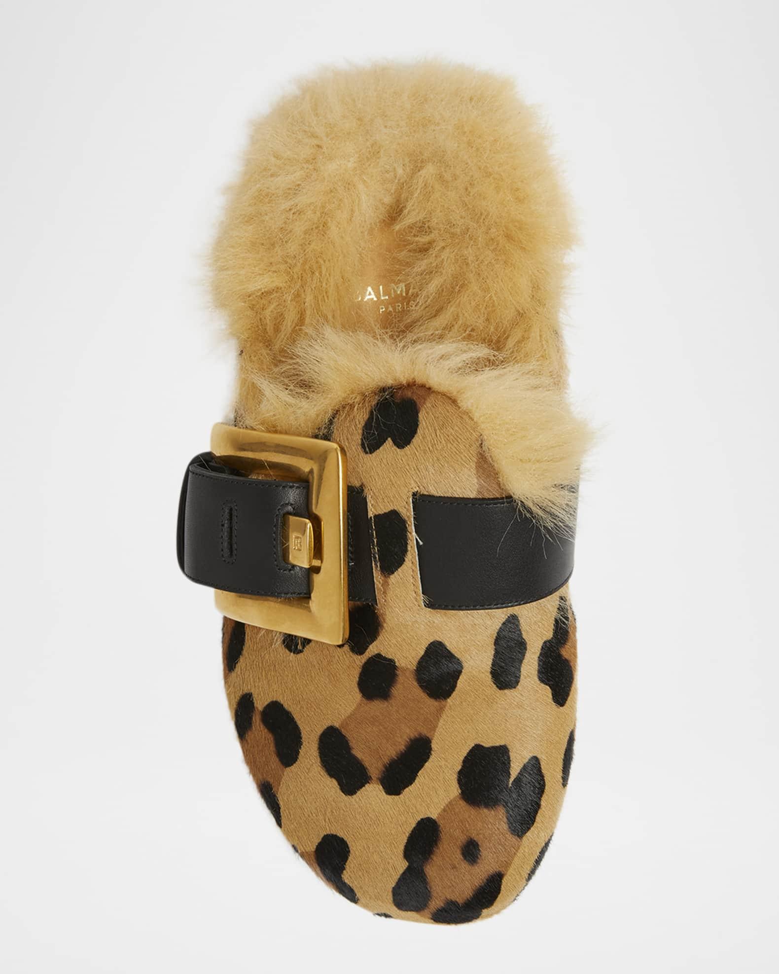 Anthem Leopard-Print Pony Faux Fur Mules Product Image