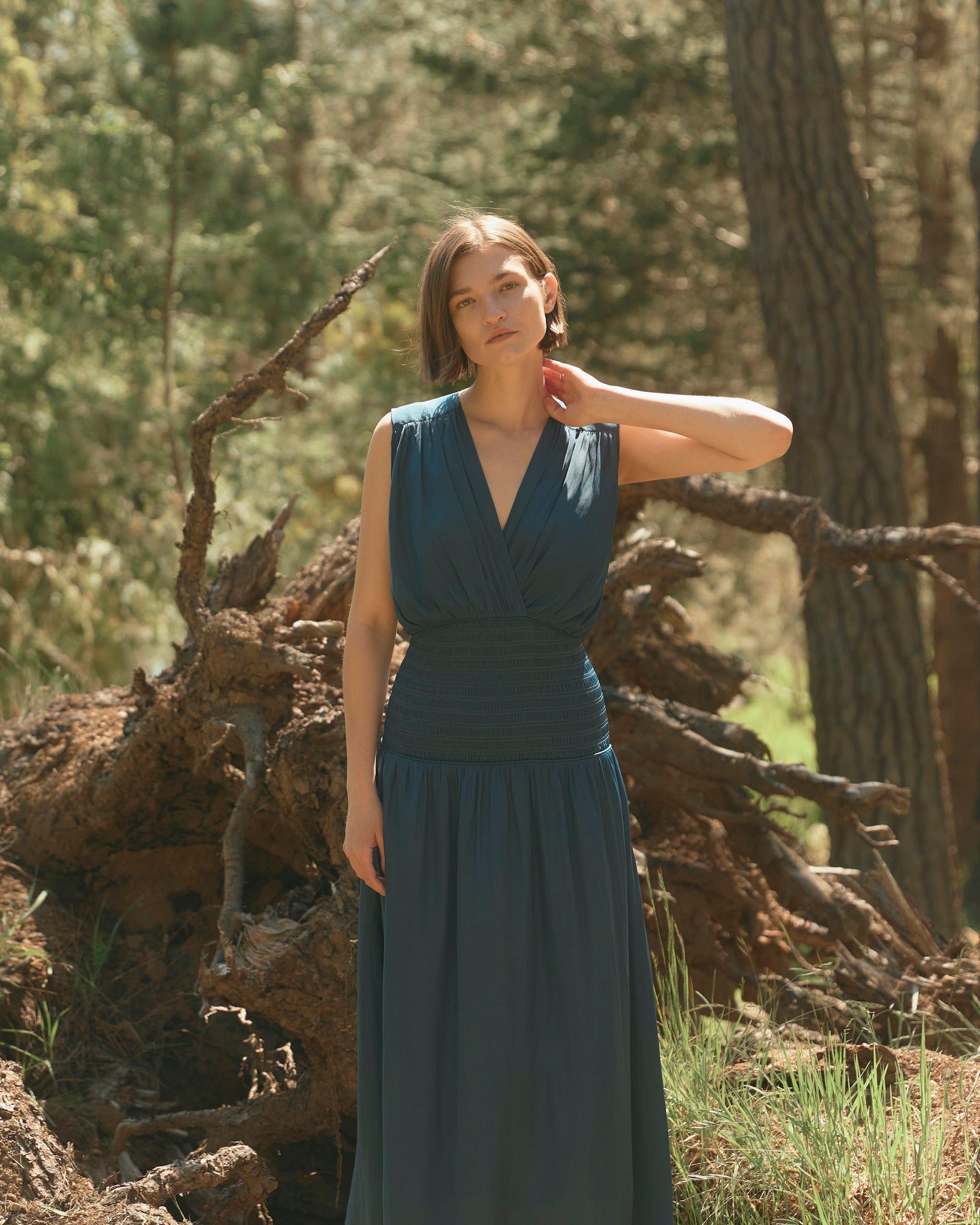 Lyla Smocked-Waist Plisse Dress Product Image