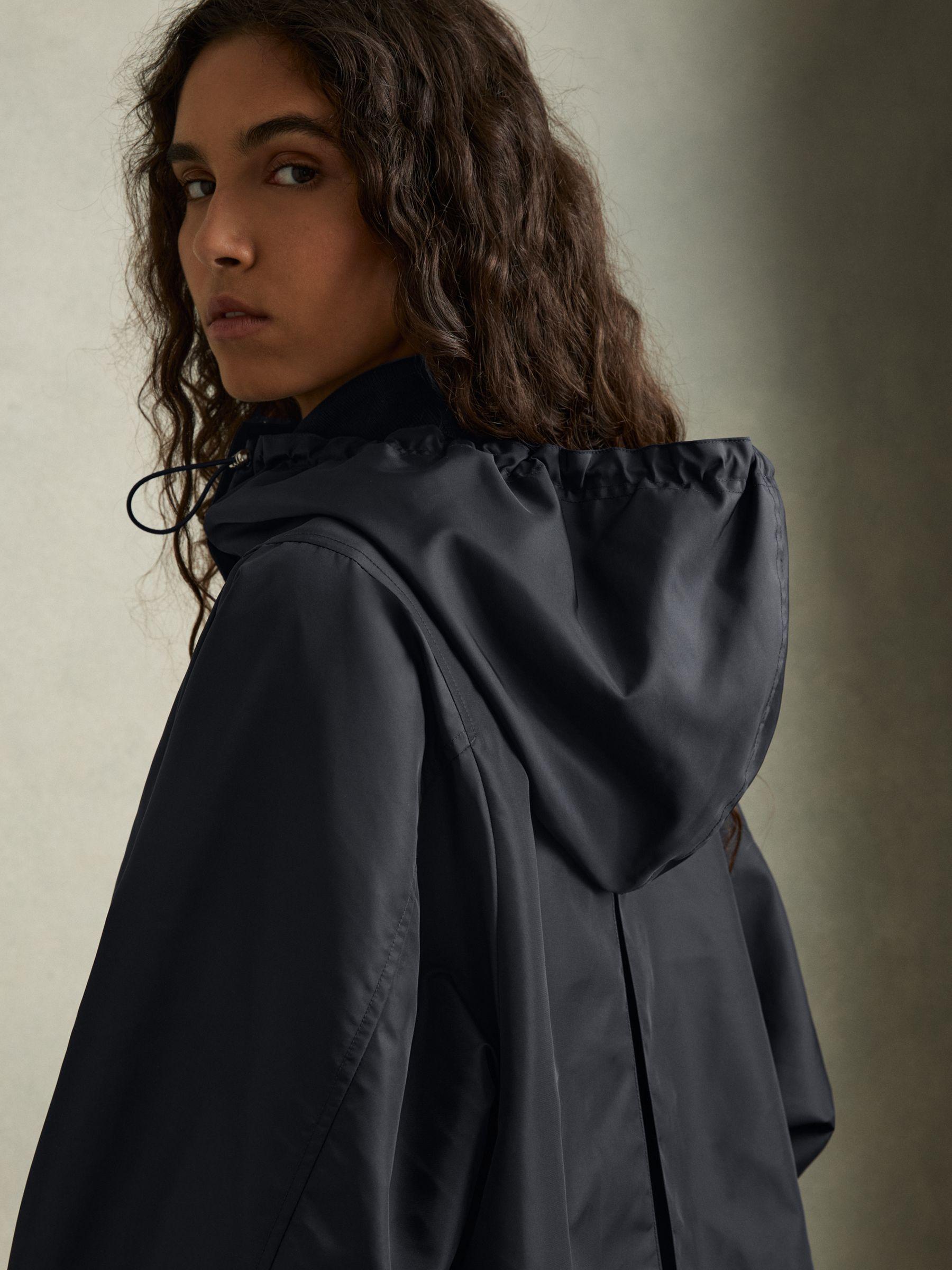 Technical Water-Repellent Hooded Jacket in Navy Product Image