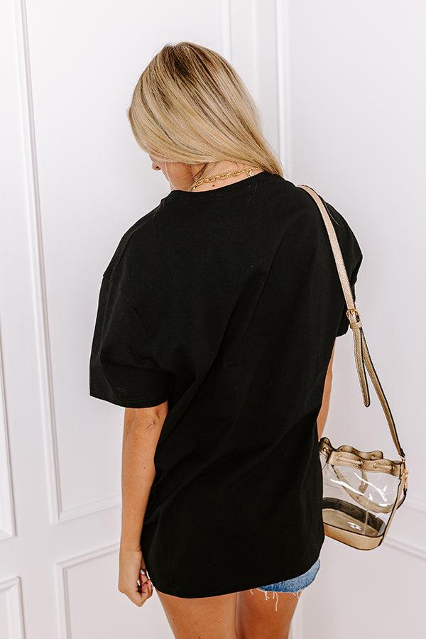 Kickoff Cutie Embroidered Oversized Tee in Black Product Image