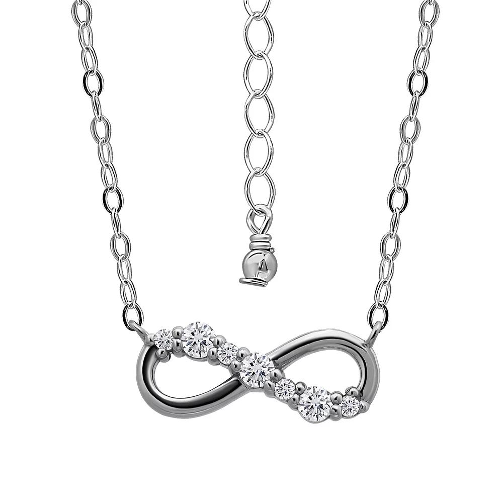Aleure Precioso Sterling Silver Cubic Zirconia Infinity Necklace, Women's, Size: 18" Product Image