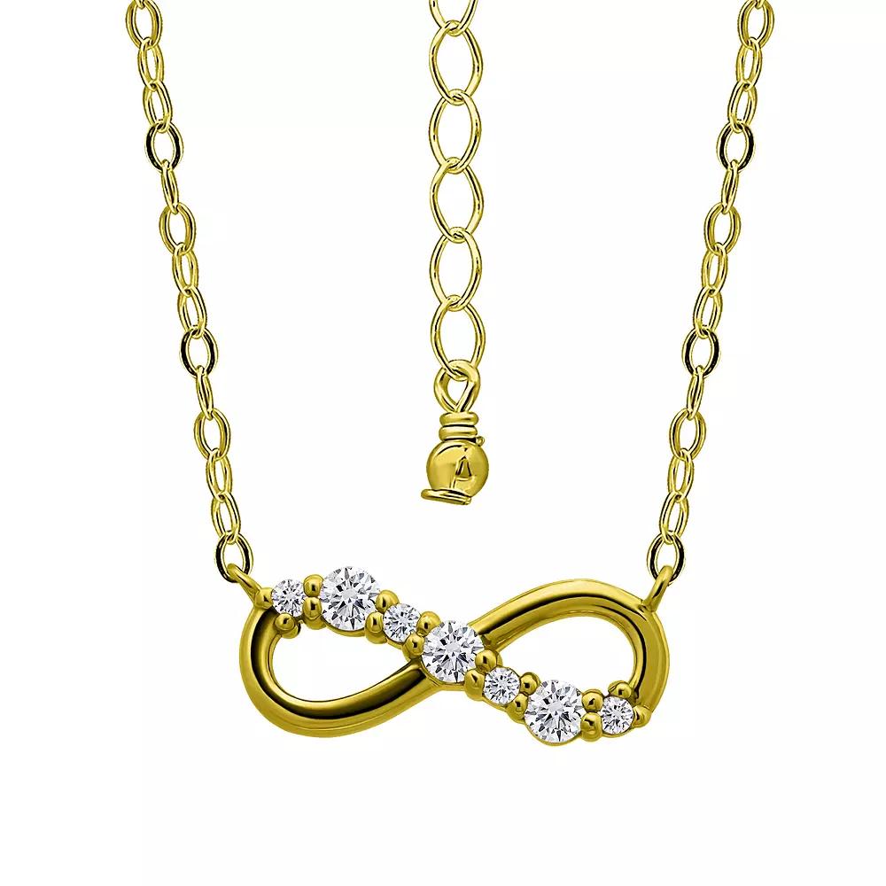Aleure Precioso Sterling Silver Cubic Zirconia Infinity Necklace, Women's, Size: 18", Gold Tone Product Image