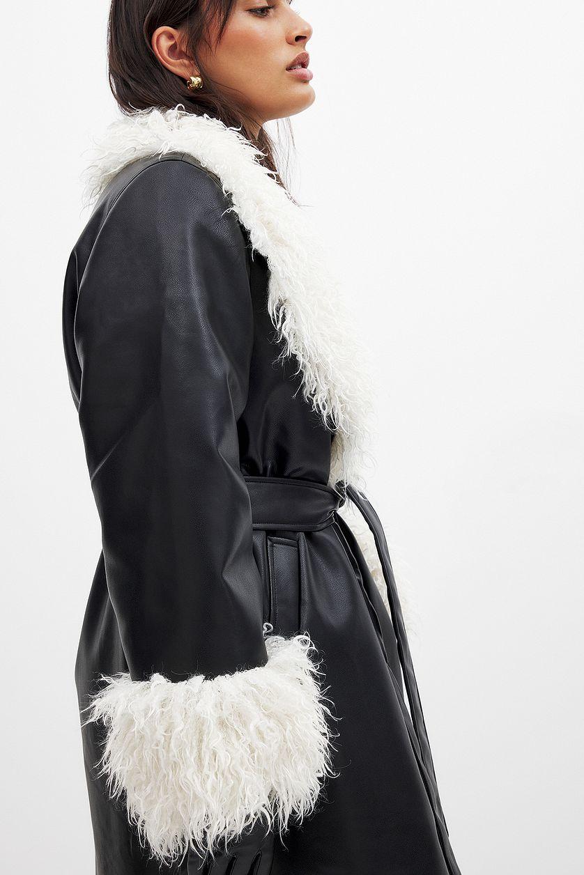 Belted Pu Bonded Long Coat Product Image