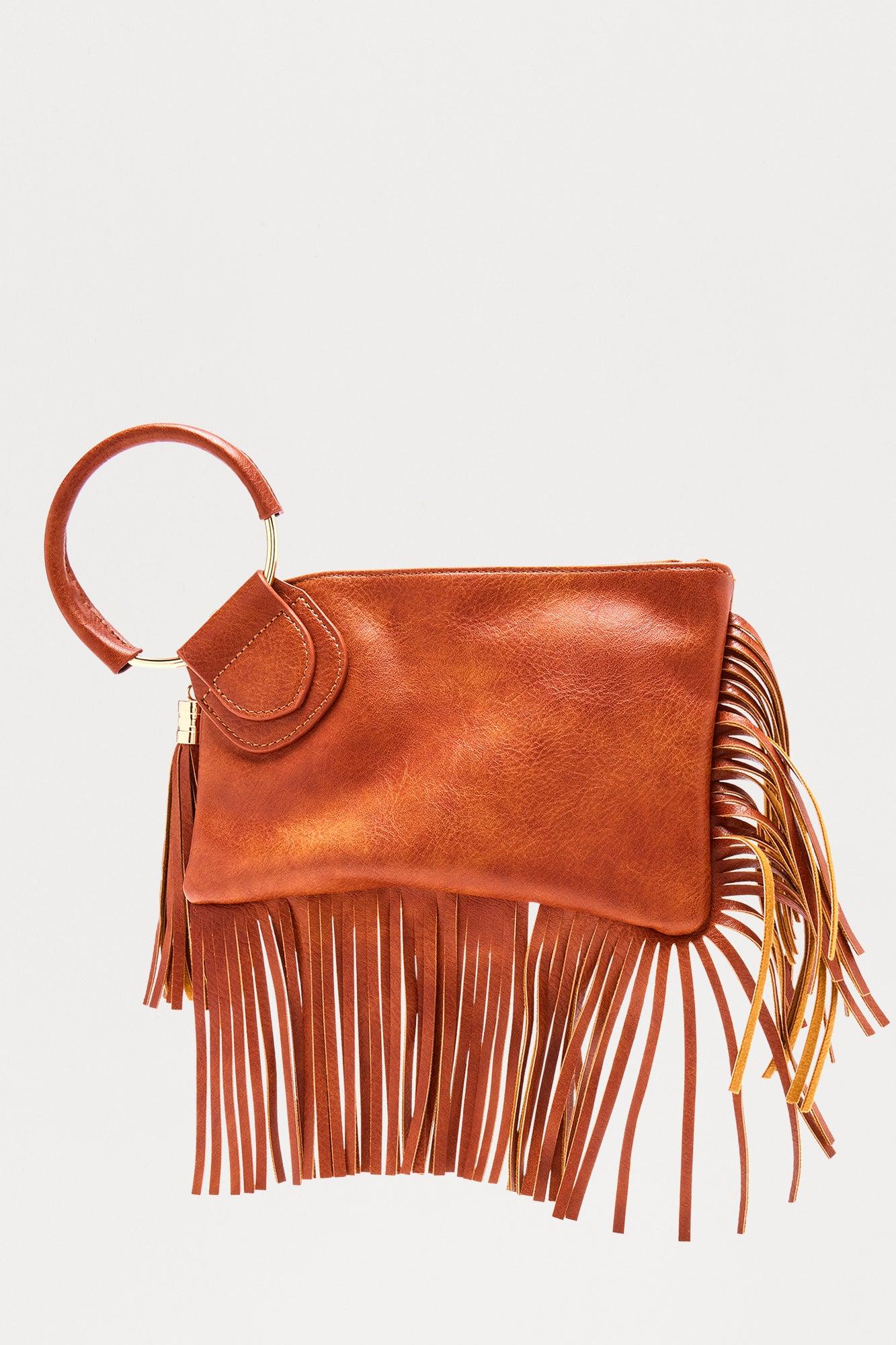 Something Extra Fringe Clutch - Cognac Female Product Image