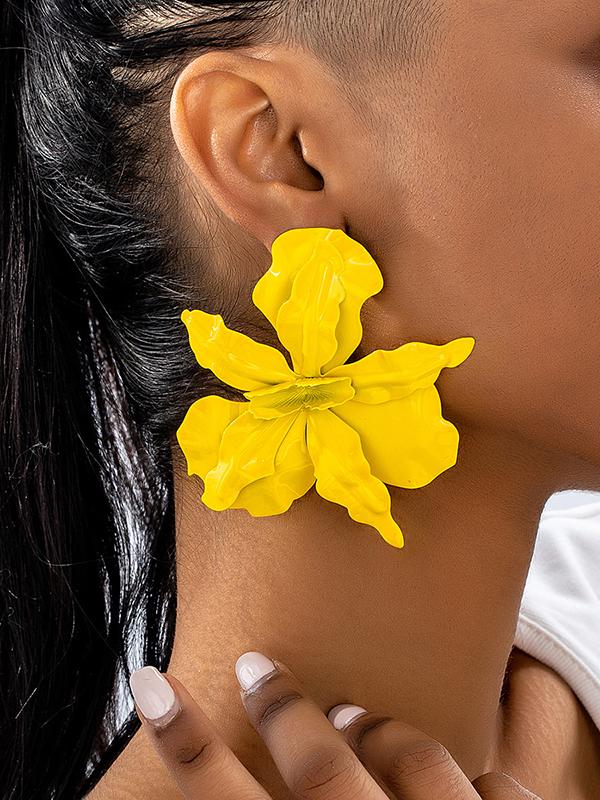 Flower Shape Solid Color Earrings Accessories Product Image