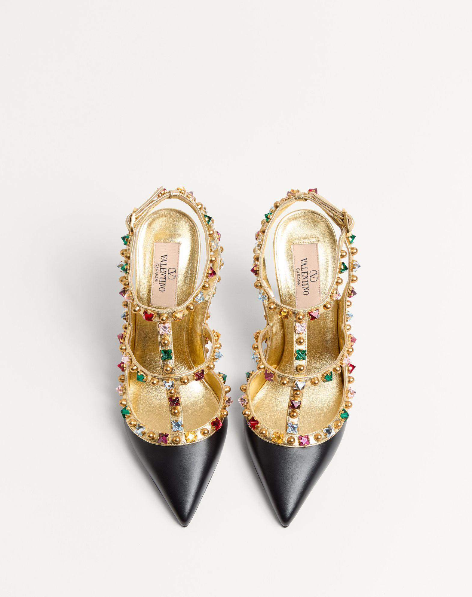 Rockstud Calfskin Pumps With Cabochon And 100Mm Crystals Product Image