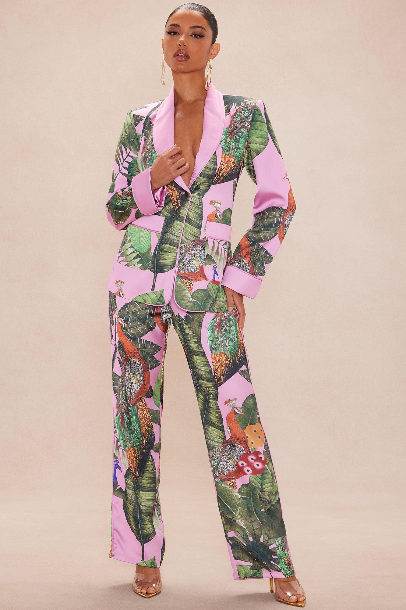 Private Island Satin Suit Set - Pink/combo Female Product Image