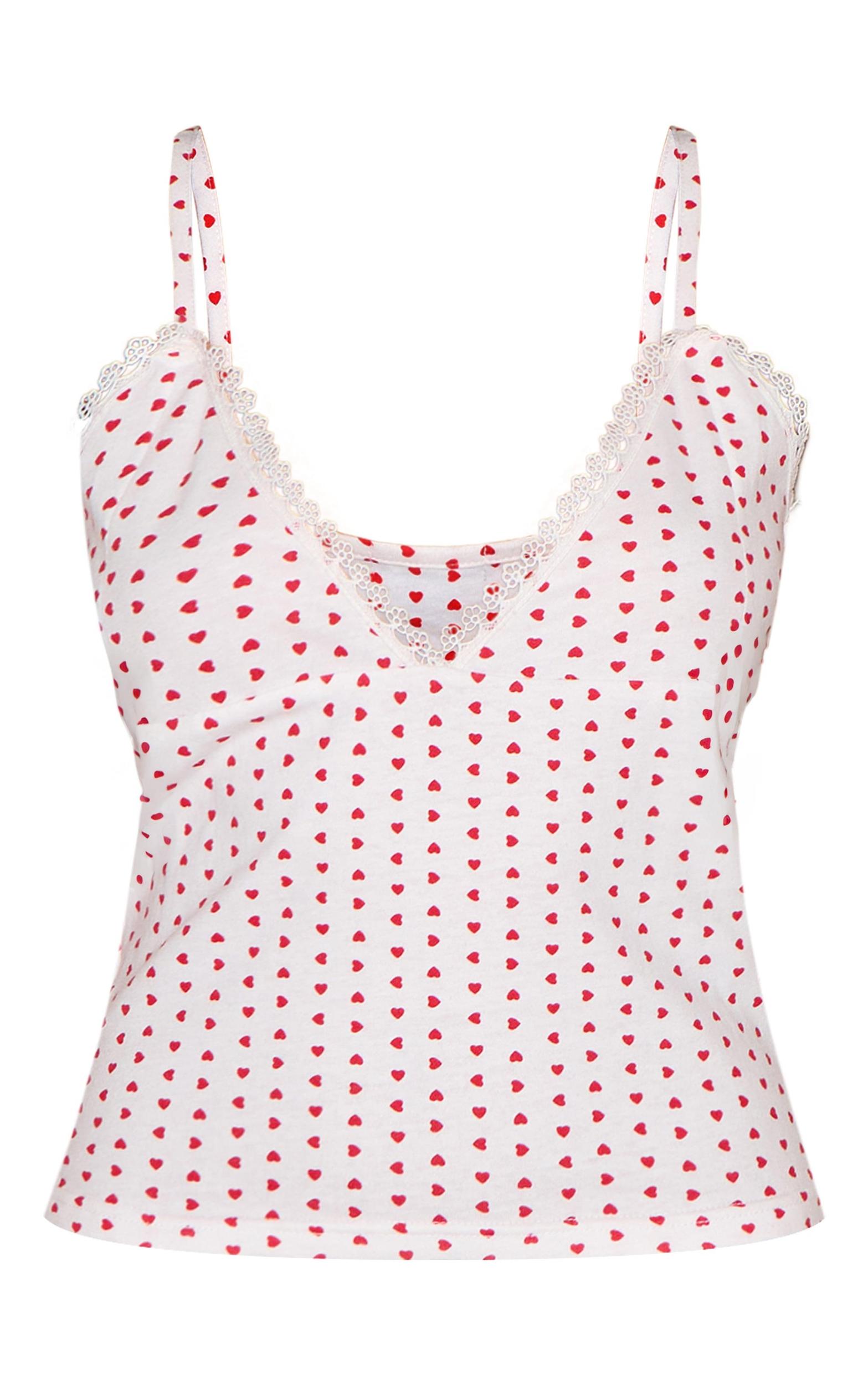White Heart Print Jersey Cami Short Pj Set Product Image