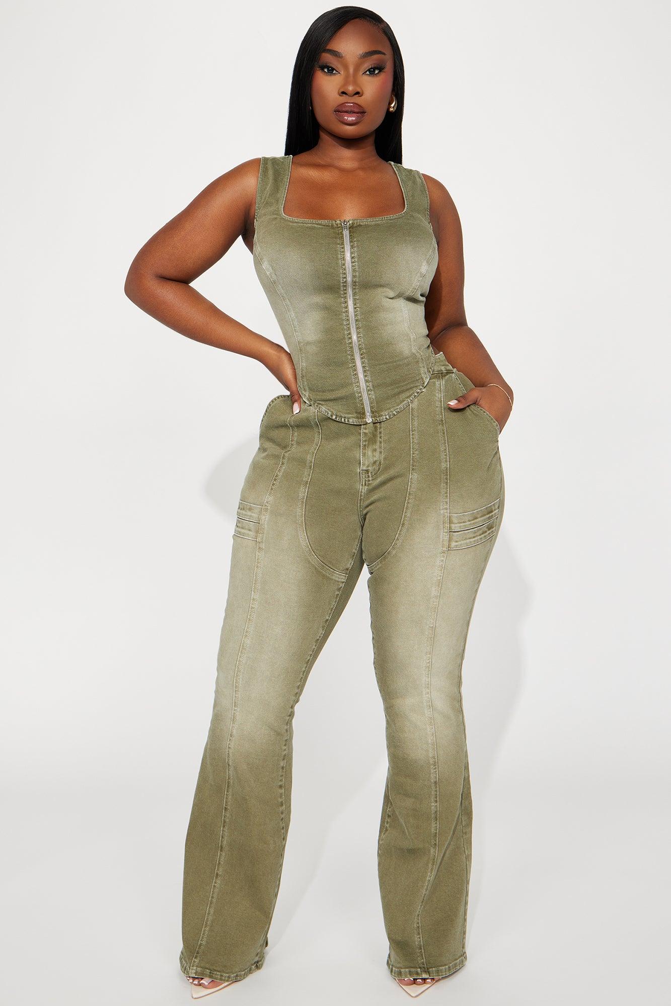 High Esteem Flare Jeans - Green Product Image