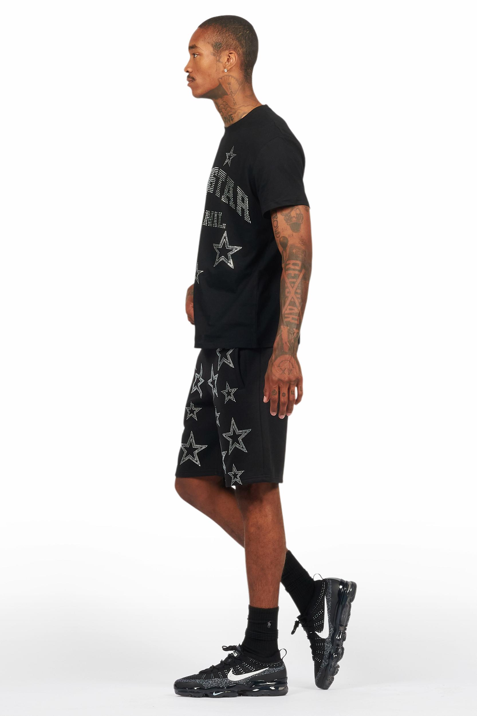 Nox Black Rhinestone T Shirt Short Set Male Product Image