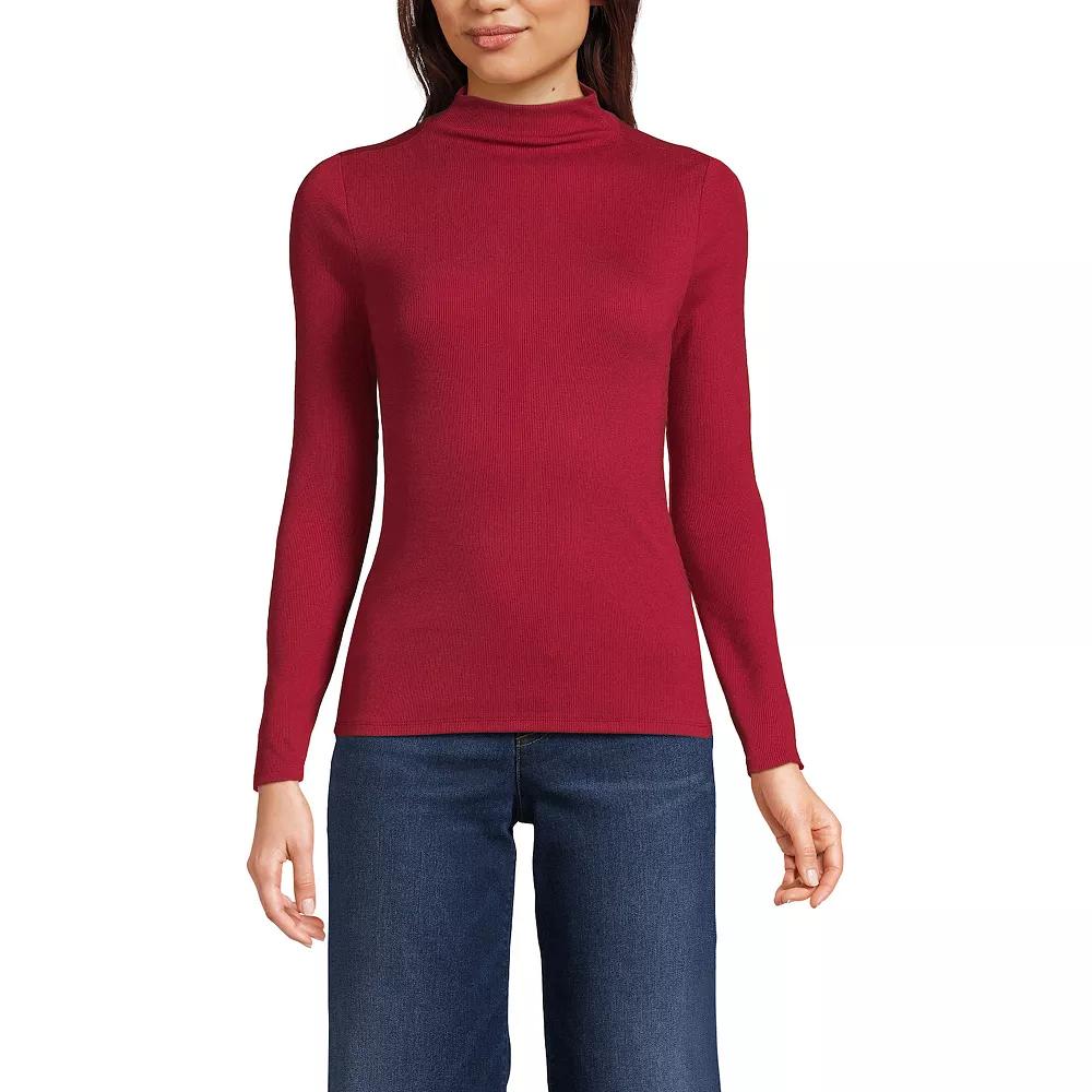 Women's Lands' End Rib Skimming Long Sleeve Mock Neck Top,  Product Image