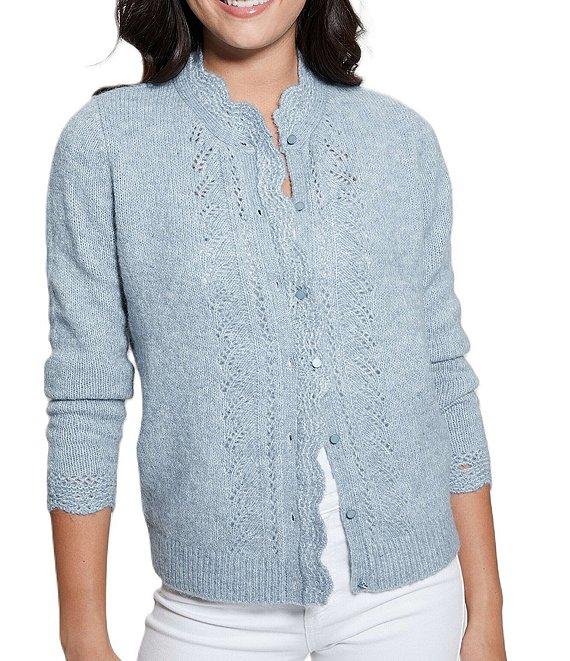 Guess Macie Long Sleeve Crochet Button Front Sweater Product Image