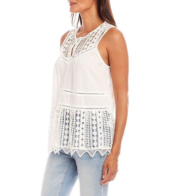 Karen Kane Crew Neck Sleeveless Lace Top Product Image