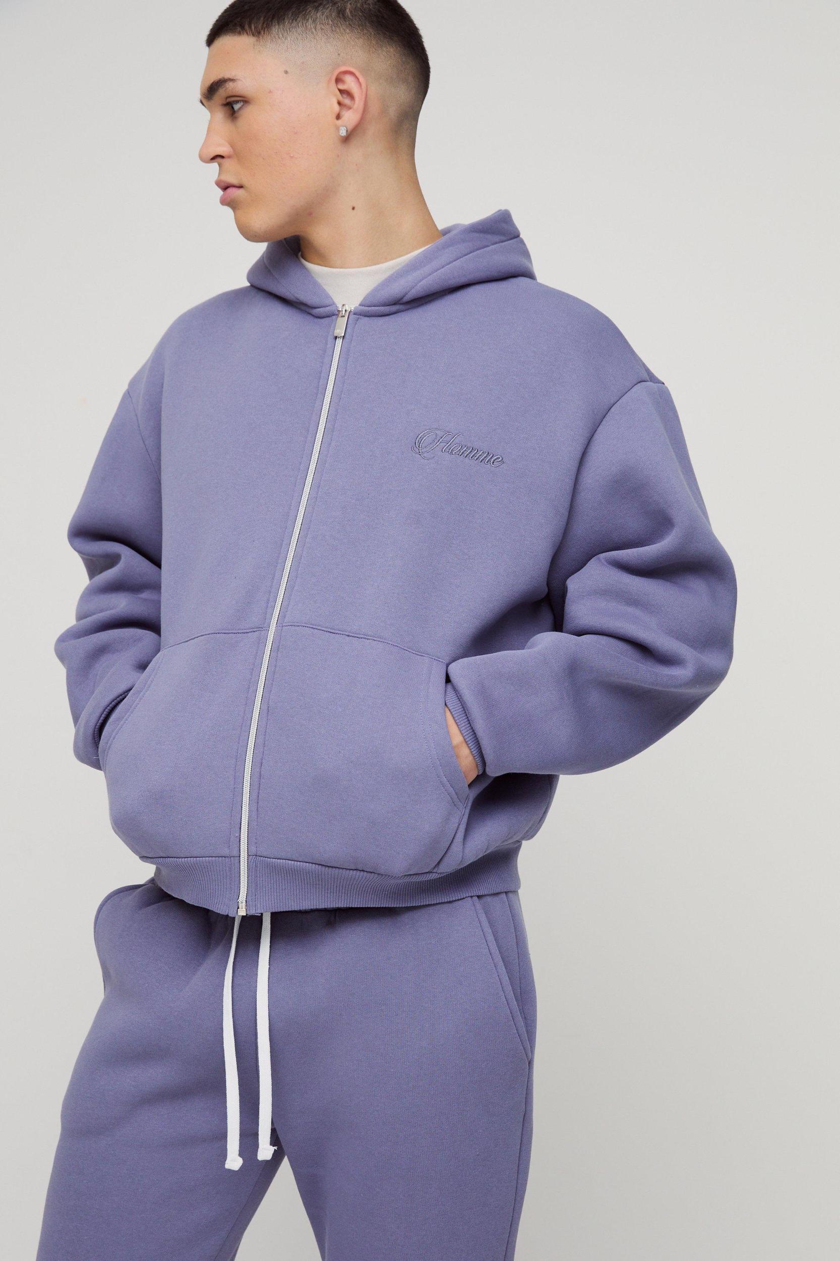 Oversized Boxy Zip Through Gusset Tracksuit | boohooMAN USA Product Image